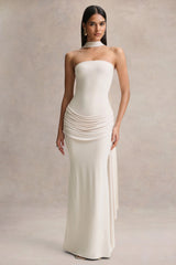 Graciella | Stone Bandeau Maxi Dress With Draped Detailing And Scarf