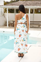 Lemon Wedge One Shoulder Crop Top Green