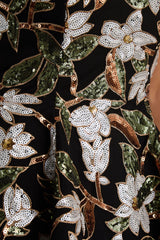 Sparky | Black And Bronze Floral Embellished Bandeau Mini Dress