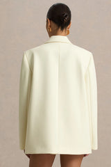 Katherine | Cream Oversized Plunge-Neck Blazer