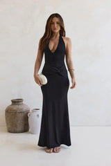 Live And Love Lace Halter Maxi Dress Black