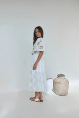 Andolina Crochet Lace Midi Skirt White