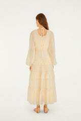 Butter Yellow Ruffled Buttoned Maxi Dress
