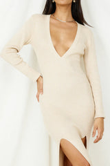 LIONESS Opulence Maxi Dress Beige