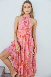Harriette Halter Maxi Dress Pink