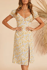 Thinking Of The Past Midi Dress Yellow