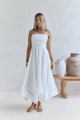 Lucia Strapless Midi Dress White