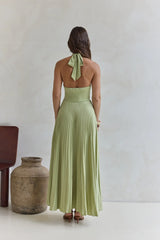 Perfect In Plisse Halter Maxi Dress Green