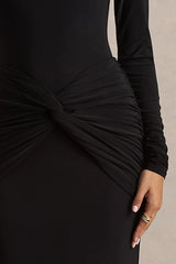 Alula | Black High-Neck Maxi Dress With Twist Detail
