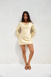 Elegant Evenings Satin Mini Dress Yellow