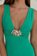 Coastal Caprice Maxi Dress Green