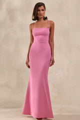 Zavira | Pink Square-Neck Maxi Dress