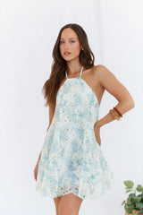 Muse Of The Moment Halter Mini Dress Blue