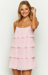 Paris Pink Ruffle Mini Dress