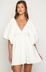 Torie White Short Sleeve Mini Dress