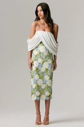 Entitled | Cream Floral Lace Bardot Midi Dress