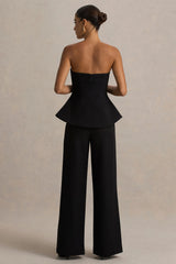 Silvia | Black Straight-Leg Trousers