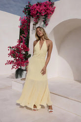 Sunray Plisse Maxi Dress Yellow