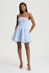 Zosia | Blue Mesh Bandeau Mini Dress