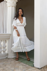 Cowboy Midi Dress White