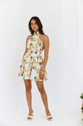 Sophisticated Vision Halter Mini Dress Orange