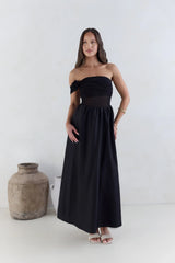 Wish List Getaway One Shoulder Maxi Dress Black