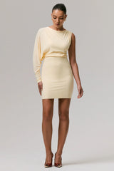 Delia | Pale Lemon One-Sleeve Mini Dress