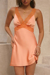 Calista Satin Mini Dress Orange