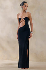 Feleicia | Black Sweetheart Cut-Out Maxi Dress With Split