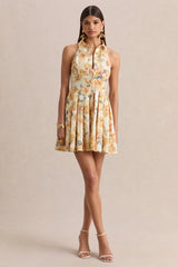 Paulie | Lemon Rose Print Poplin Skater Mini Dress