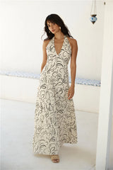 Under Shade Halter Maxi Dress Beige