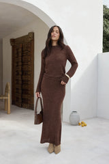 Understated It Girl Maxi Skirt Brown