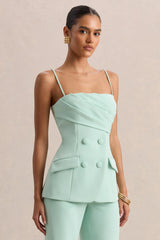 Lunivra | Sage Square-Neck Tailored Top
