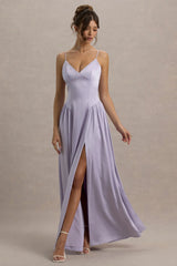 Jonas | Lilac Plunge-Neck Maxi Dress With Cami Straps