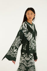 Dark Green Miranda Fringes Knit Sweater