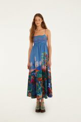 Multicolor Dream Landscape  Sleeveless Maxi Dress