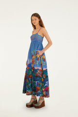 Multicolor Dream Landscape  Sleeveless Maxi Dress