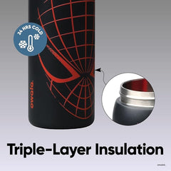 Owala Spider-Man FreeSip Insulated Stainless Steel Water Bottle with Straw, suitable for sports, travel, and school. BPA-free sports water bottle, 32 oz (approx. 907.2 ml), night watch