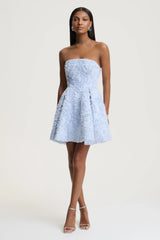 Zosia | Blue Mesh Bandeau Mini Dress