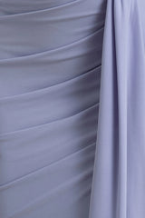 Sanya | Pale Blue Asymmetric One Sleeve Wrap Maxi Dress with Drape