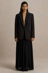 Spencer | Black Chiffon Pleated Maxi Skirt