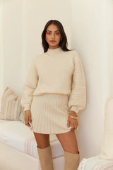 Season Of Dreams Knit Mini Skirt Cream