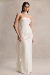 Graciella | Stone Bandeau Maxi Dress With Draped Detailing And Scarf