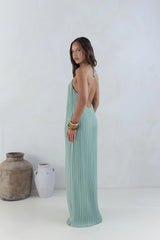 Coastal Euphoria Halter Maxi Dress Green