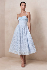 Gloriana | Powder Blue Lace Sweetheart-Neck Midi Dress