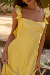 Belinda Satin Maxi Dress Yellow