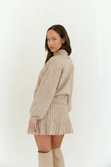 Seasonal Style Knit Mini Skirt Camel
