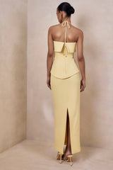 Fran | Lemon Square-Neck Corset Maxi Dress