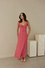 Berry Bloom Maxi Dress Red