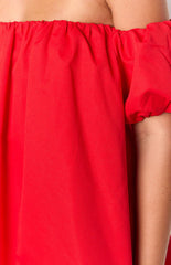 Jozette Red Off The Shoulder Mini Dress
